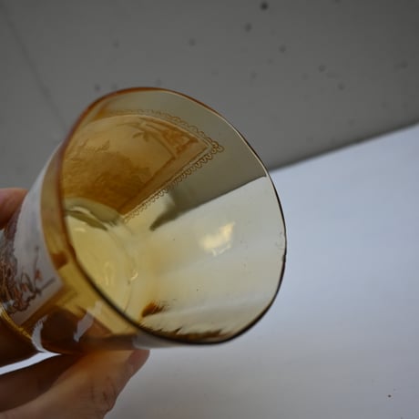 France Antique "l'Electricité" Cutting Glass  / フランス アンティーク 絵付けの面取グラス