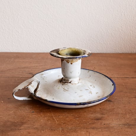 France Antique Enamel Candlestick Holder  / フランス アンティーク 琺瑯キャンドルホルダー