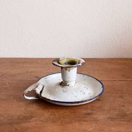 France Antique Enamel Candlestick Holder  / フランス アンティーク 琺瑯キャンドルホルダー