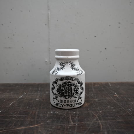 SARREGUEMINES&DIGOIN GREY POUPON Mustard pot / フランス アンティーク ディゴワン・サルグミンヌ 古いマスタードポット 小