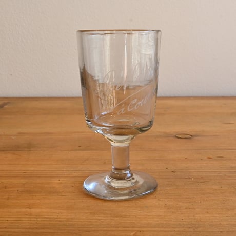 FRANCE Antique Wine Glass  / フランス アンティーク 筒型のエッチングビストロワイングラス