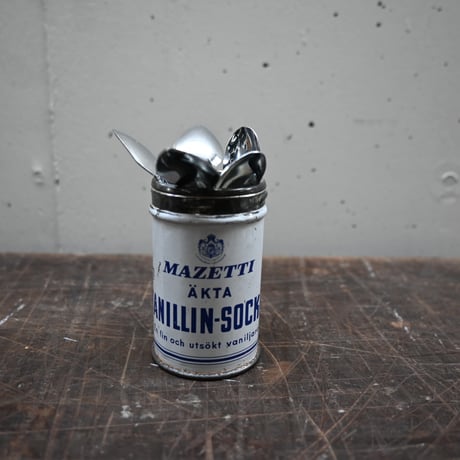 SWEDEN  MAZETTI VANILLIN-SOCCKER / スウェーデン ブリキ缶とヴィンテージスプーン