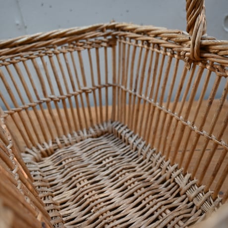 France wood basket Paniers　/ フランス 古いスクエア型のパニエ バスケット かご