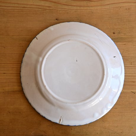 France Antique  Bule Plate  / フランス アンティーク 青文字のポエムプレート B