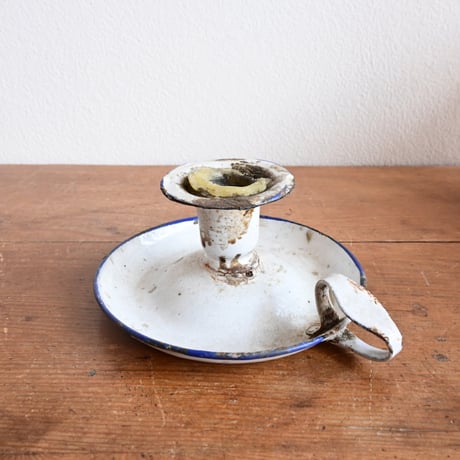 France Antique Enamel Candlestick Holder  / フランス アンティーク 琺瑯キャンドルホルダー