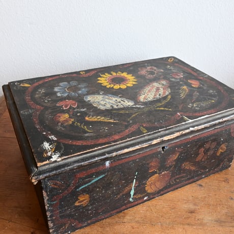 France Antique Wood Box  / フランス アンティーク 手描き絵の木箱