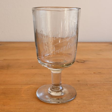 FRANCE Antique Wine Glass  / フランス アンティーク 筒型のエッチングビストロワイングラス