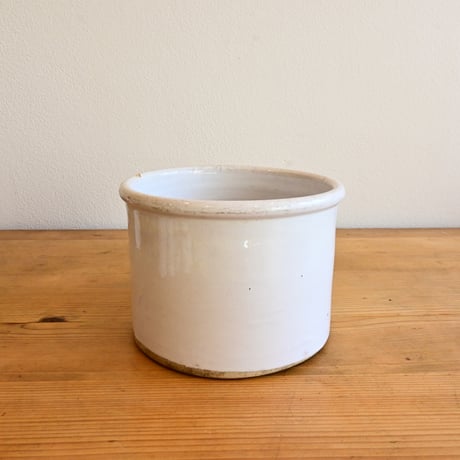 France Antiques Faience Fine Pot / フランス アンティーク 白錫釉のポット φ:16.7cm
