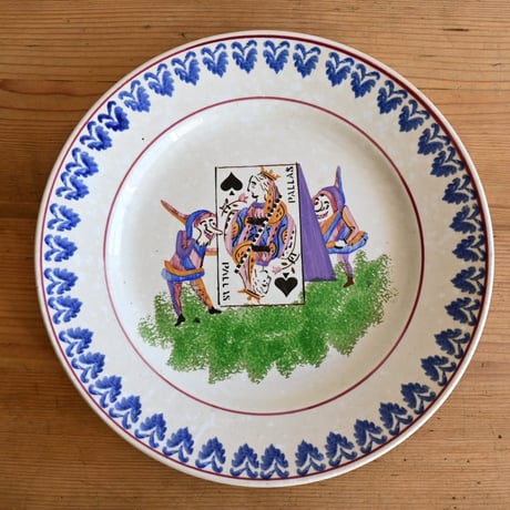 France Antique SARREGUEMINES  / フランス  サルグミンヌ窯 トランプクイーンと小人 B
