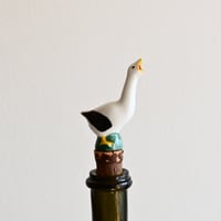 フランス 陶器の鳥型ボトルストッパー C