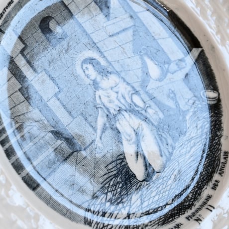 France Antique GIEN histoire de Jeanne d'Arc n°11 / フランス ジアン窯 ジャンヌダルク物語のデザート皿 n°11