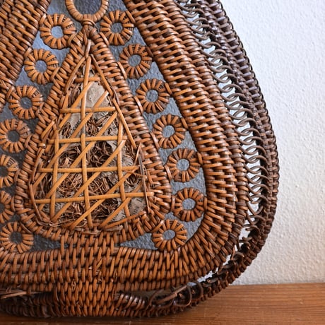 France Antique Basket Heartshape Tray / フランス アンティーク ハートの形をした木編みトレイ