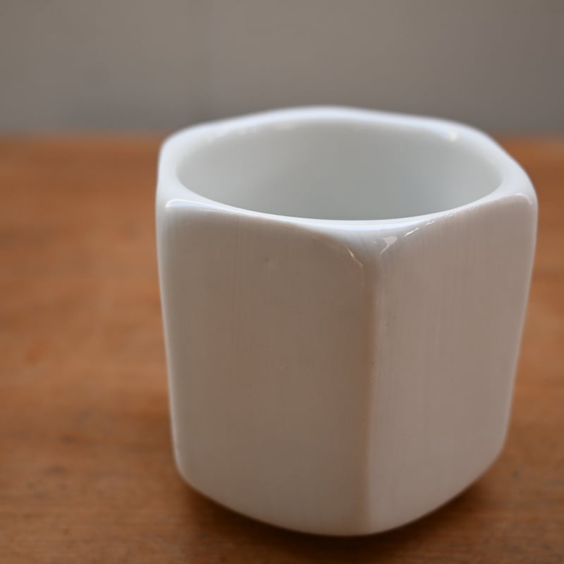 フランス アンティーク ヨーグルトカップ 白磁 面取 コップ