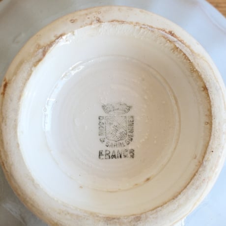 France Antique Cafe Bowl "Digoin&Sarreguemines" / フランス  面取りカフェオレボウル ”ディゴワン＆サルグミンヌ”  ブルーグレー
