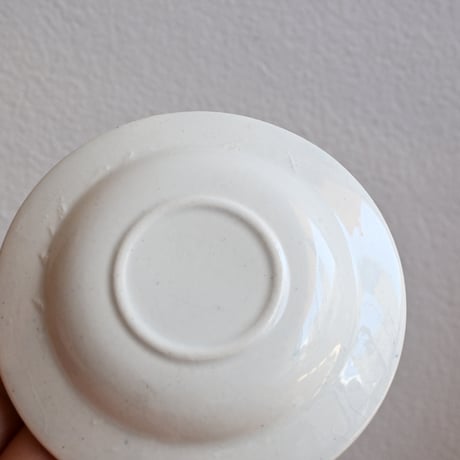 France Old Kids Pottery  / フランス アンティーク 緑の花柄のままごと皿 B