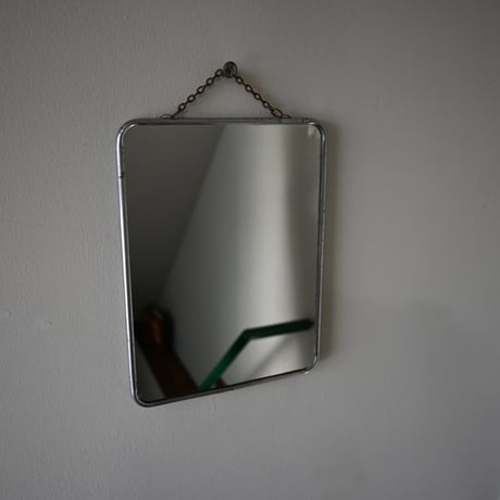 France Metal frame Mirror / フランス 古いメタルフレームウォールミラー（チェーン付き）A