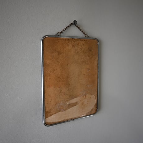France Metal frame Mirror / フランス 古いメタルフレームウォールミラー（チェーン付き）A