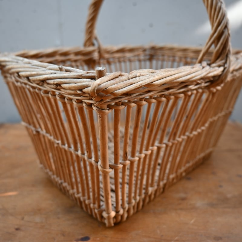 France wood basket Paniers / フランス 古いスクエア型のパニエ バ
