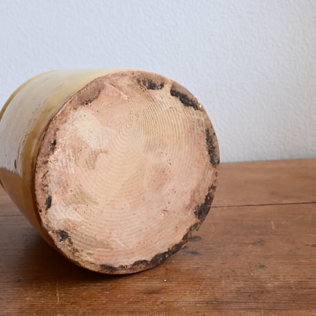 France Antique Confiture Pot Yellow Glaze / フランス アンティーク 南仏の黄釉のコンフィチュールポット NOVIA刻印 中