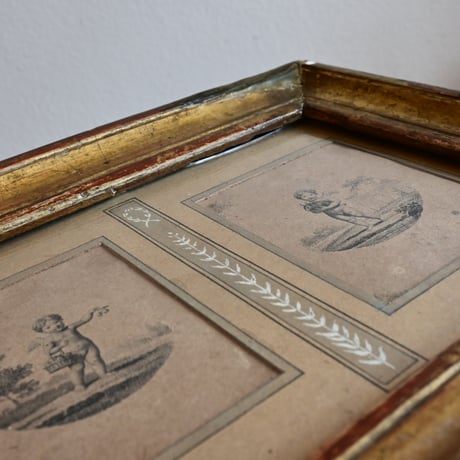 France Antique Angel Framed / フランス アンティーク 子供の天使の額装