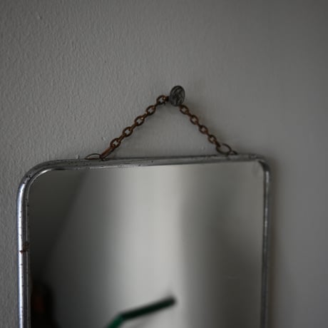France Metal frame Mirror / フランス 古いメタルフレームウォールミラー（チェーン付き）A