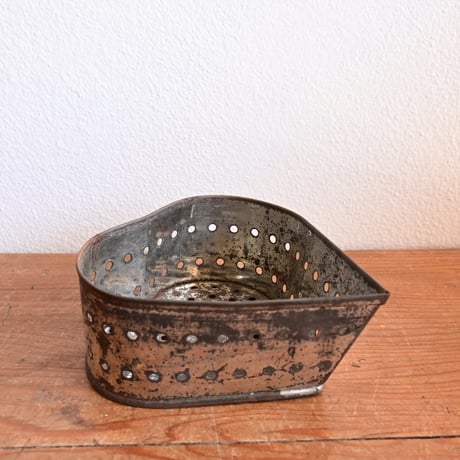France Old Tin Cheese mold  / フランス 古い フランスのチーズ作りの古いハート型モールド A