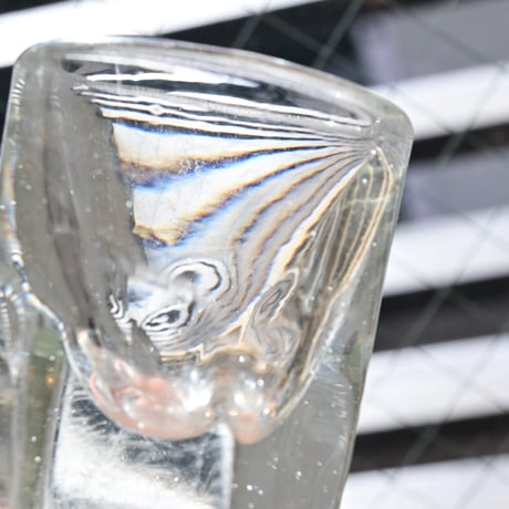 France Antique Shot Glass / フランス アンティーク トロンプルイユの6面取のショットグラス H:7.3cm