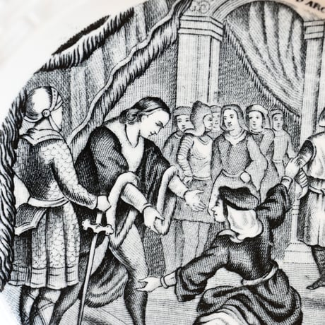 France Antique GIEN histoire de Jeanne d'Arc n°9 / フランス ジアン窯 ジャンヌダルク物語のデザート皿 n°4