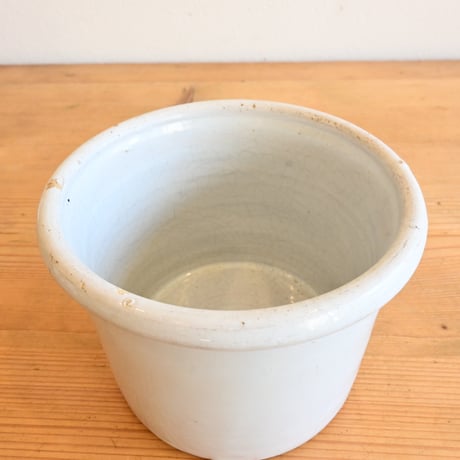 France Antiques Faience Fine Pot / フランス アンティーク 白錫釉のポット φ:13.7cm