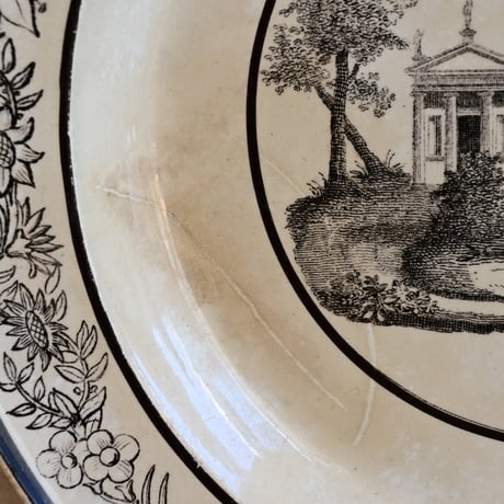 France Antique Choisy le roi  Plate/ フランス アンティーク ショワジールロワ グリザイユ 天使？のプレート