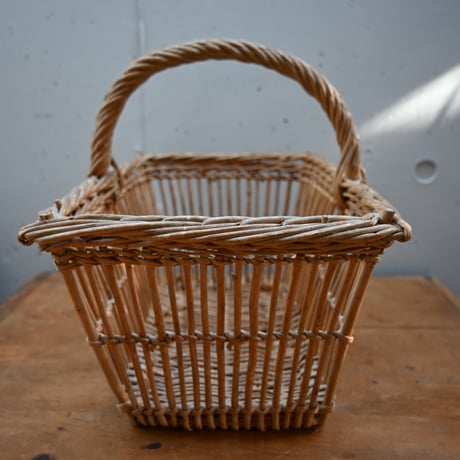 France wood basket Paniers　/ フランス 古いスクエア型のパニエ バスケット かご