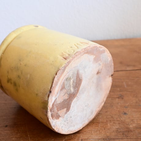 France Antique Confiture Pot Yellow Glaze / フランス アンティーク 南仏の黄釉のコンフィチュールポット NOVIA刻印 小