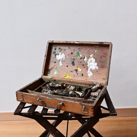 France Antique Wooden paint box / フランス アンティーク 木製の絵具箱