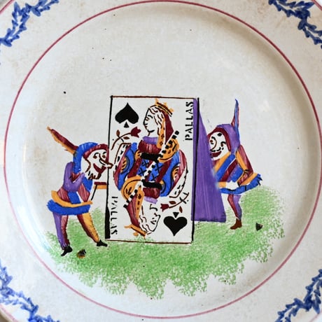 France Antique SARREGUEMINES  / フランス  サルグミンヌ窯 トランプクイーンと小人 A
