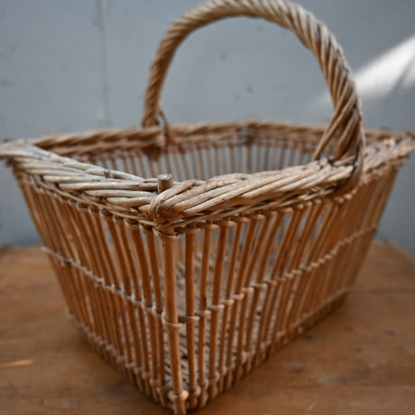France wood basket Paniers　/ フランス 古いスクエア型のパニエ バスケット かご