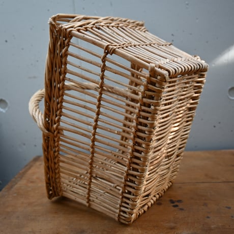 France wood basket Paniers　/ フランス 古いスクエア型のパニエ バスケット かご