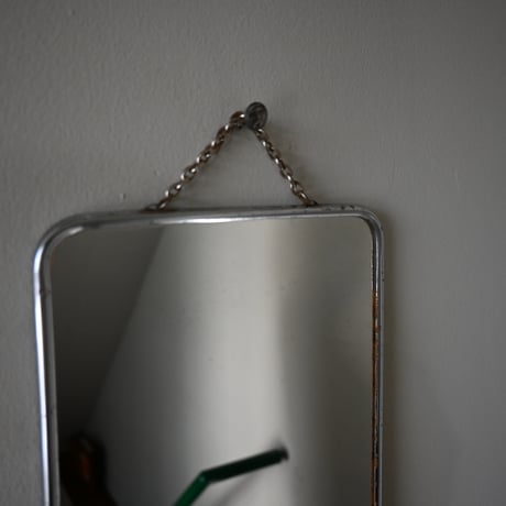 France Metal frame Mirror / フランス 古いメタルフレームウォールミラー（チェーン付き） B