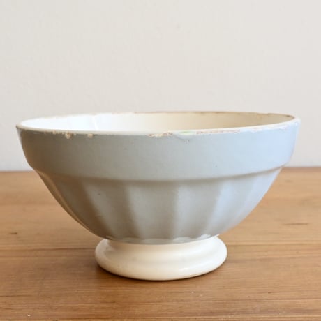 France Antique Cafe Bowl "Digoin&Sarreguemines" / フランス  面取りカフェオレボウル ”ディゴワン＆サルグミンヌ”  ブルーグレー