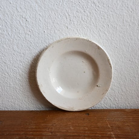 France Old Kids Pottery Choisy窯 / フランス アンティーク 白のままごと皿 A