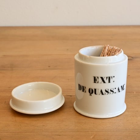 France Antique Pharmacy white porcelain canister / フランス アンティーク 薬局の白磁キャニスター 小-1