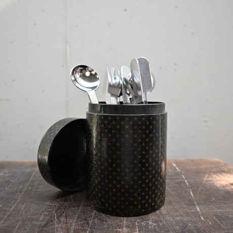 France Papier-Mache Canister Black / フランス パピエマシェのキャニスター