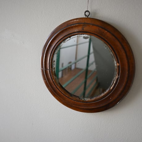 France Antiques Round Mirror / フランス アンティーク 木の丸い鏡