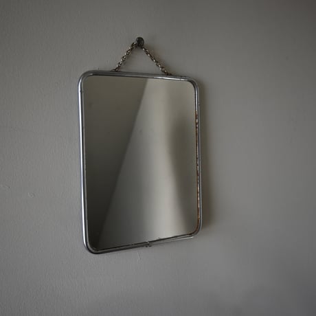 France Metal frame Mirror / フランス 古いメタルフレームウォールミラー（チェーン付き） B