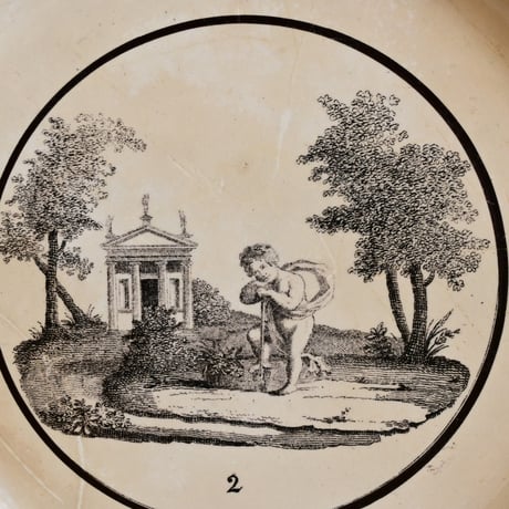 France Antique Choisy le roi  Plate/ フランス アンティーク ショワジールロワ グリザイユ 天使？のプレート