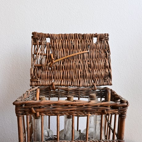 France Antique  Bottle＆Basket / フランス アンティーク 炭鉱労働者のためのボトルとかご