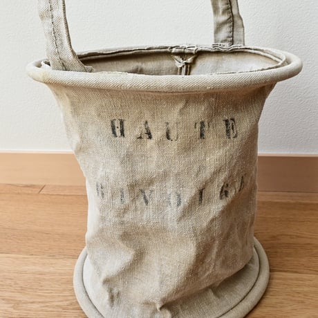 France Antique canvas bucket / フランス アンティークのキャンバスバスケット B