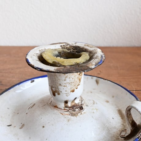 France Antique Enamel Candlestick Holder  / フランス アンティーク 琺瑯キャンドルホルダー