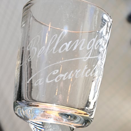 FRANCE Antique Wine Glass  / フランス アンティーク 筒型のエッチングビストロワイングラス