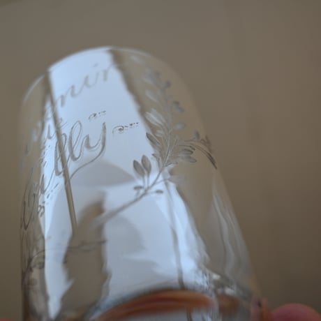 フランスアンティーク 古い吹きガラスのスーベニアコップ