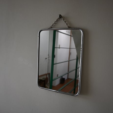 France Metal frame Mirror / フランス 古いメタルフレームウォールミラー（チェーン付き） B
